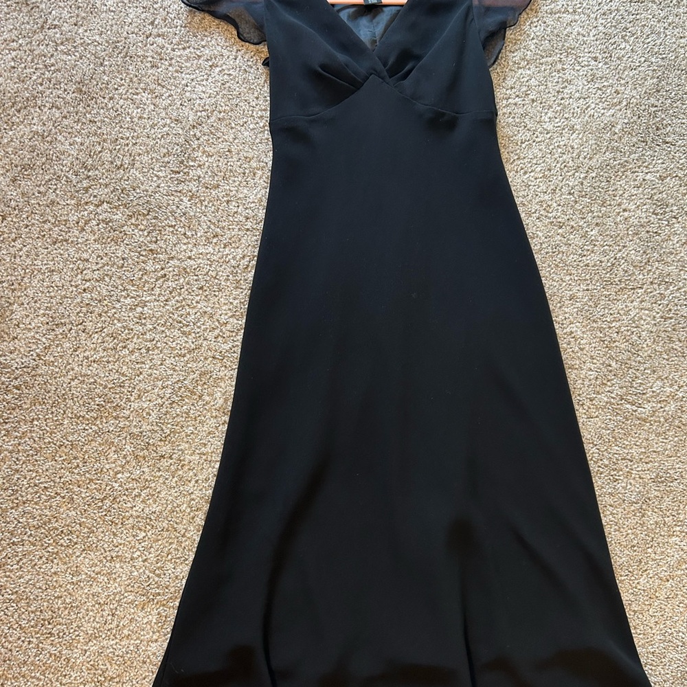 Vintage Silk flutter sleeve black gown - Picture 10 of 13